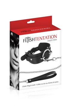 Нашийник з великим кільцем та з повідцем Fetish Tentation Ring and Leash SO3731-SO-T фото