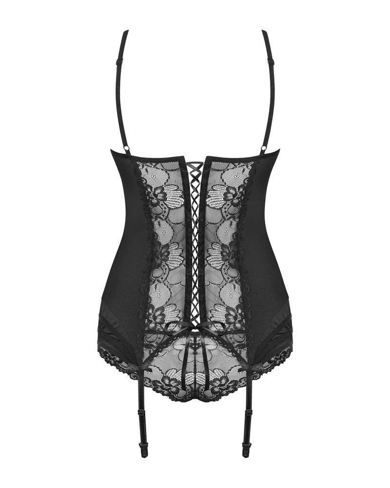 Корсет та трусики Obsessive Heartina corset Чорний L/XL 80125 фото