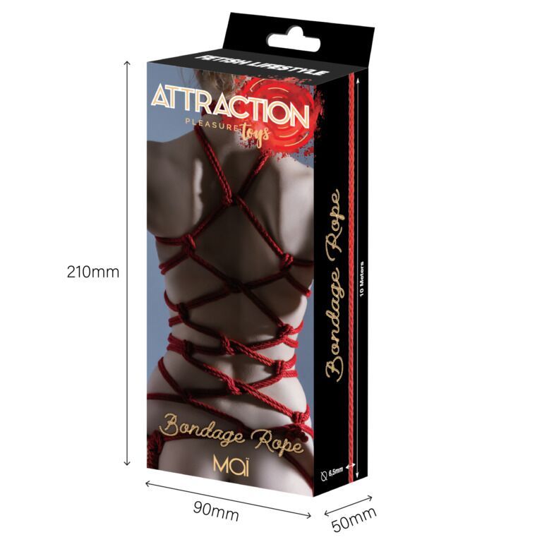 Веревка для BDSM BTB Bondage Rope Black, длина 10 м, диаметр 65 мм, Красный