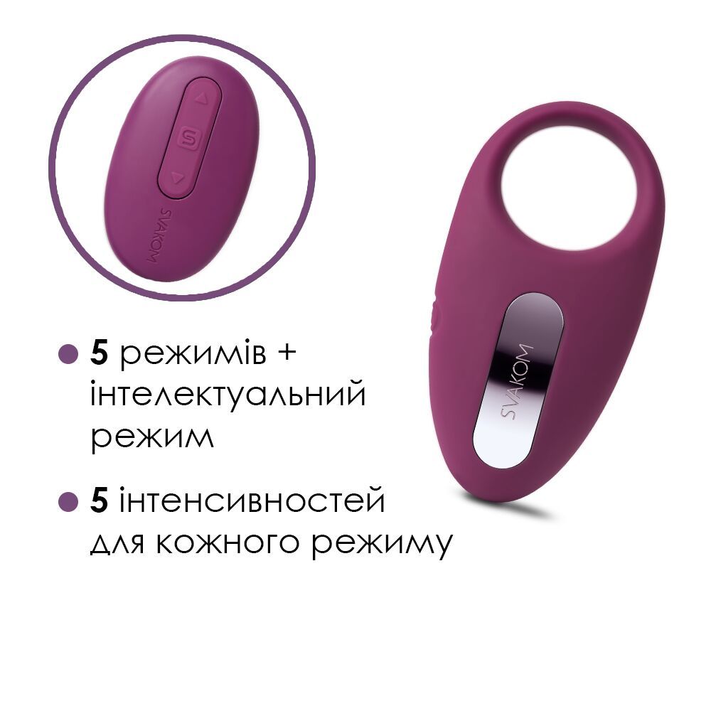 Ерекційне кільце з вібрацією та пультом ДК Svakom Winni Violet SO4844 фото