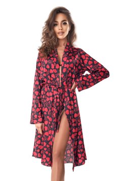 Атласний пеньюар із серцями Anais Morgan one robe Червоно-чорний L/XL 97297 фото