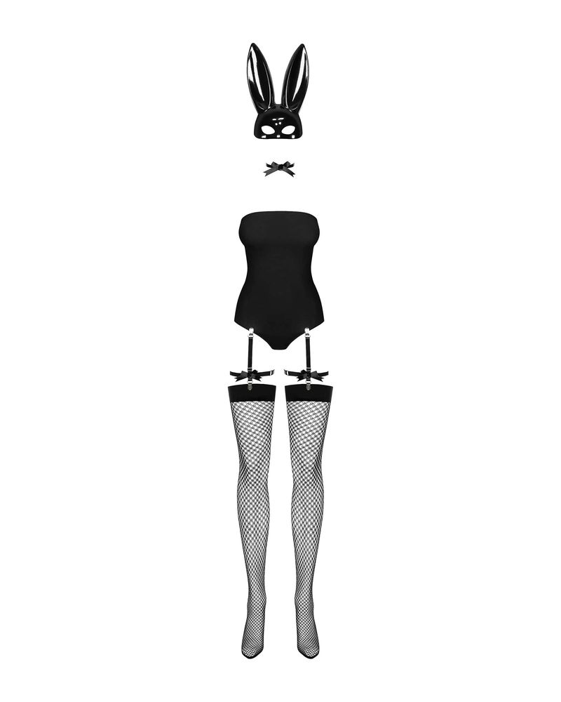 Эротический игровой костюм зайки Obsessive Bunny costume Черный L/XL 84246 фото