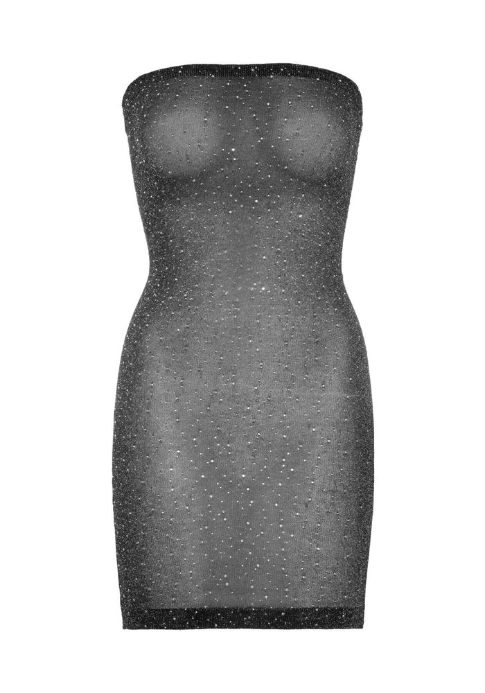 Коротка прозора сукня з люрексом та стразами Leg Avenue Shimmer Sheer rhinestone tube dress Onr Size SO7883 фото
