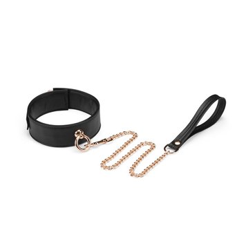 Нашийник з повідцем Liebe Seele Black Organosilicon Collar with Leash Чорний One Size SO9484 фото