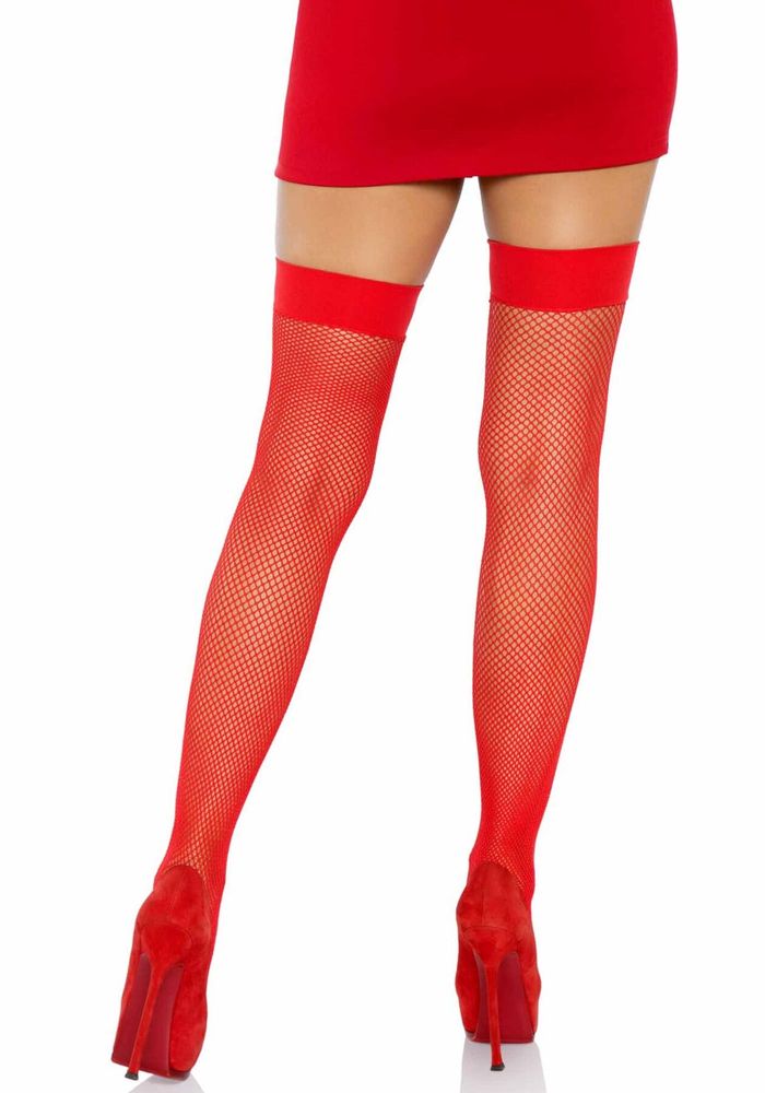 Сітчасті панчохи з бантом Leg Avenue Fishnet Thigh Highs With Bow One Size Червоні SO7971 фото