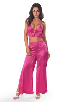 Атласний комплект Anais Magenta set pants брюки та топ Малиновий S/M 99125 фото