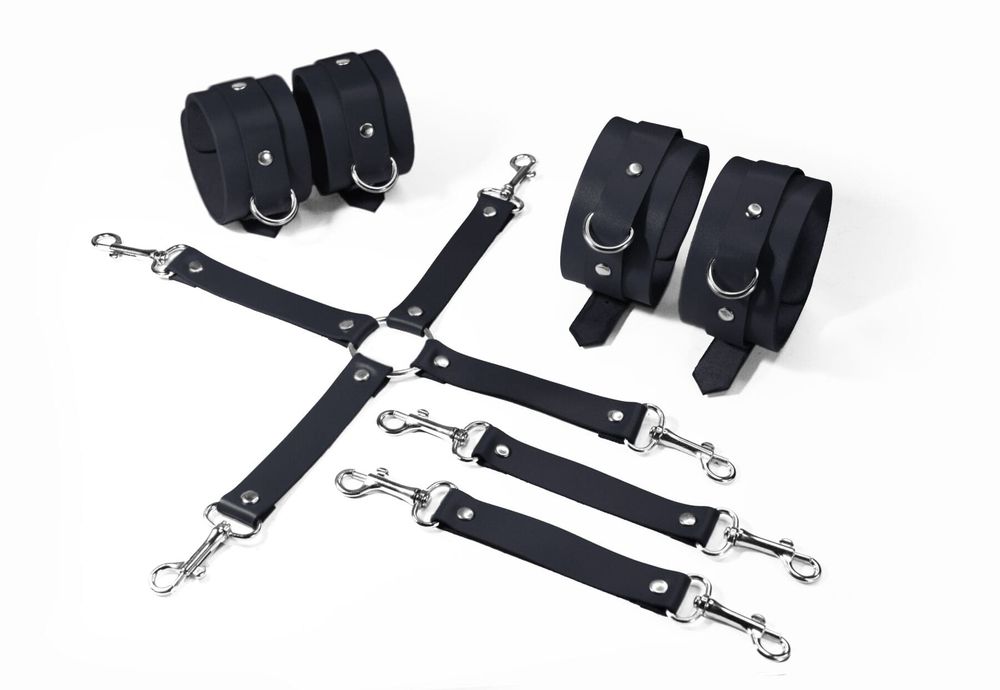 Набір Feral Feelings BDSM Kit 3, наручники, поножі, конектор SO8271-SO-T фото