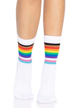 Шкарпетки жіночі в смужку веселка Leg Avenue Pride crew socks Rainbow 37–43 розмір Білі