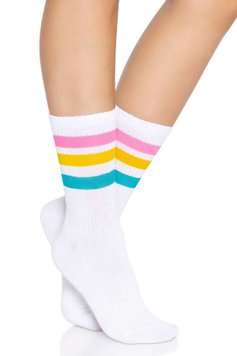 Шкарпетки жіночі в смужку Leg Avenue Pride crew socks Pansexual, 37–43 розмір Білі