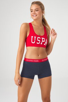 Бавовняний комплект топ і трусики боксери U.S. Polo Assn 66264 Червоно-сірий L LR84238 фото