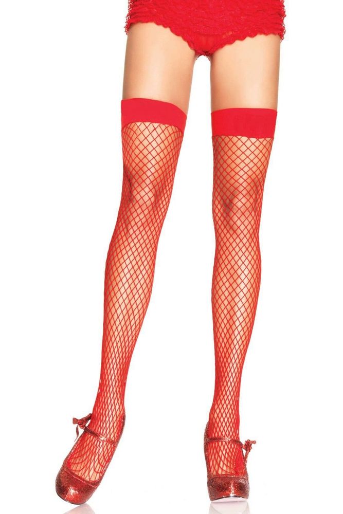 Чулки в среднюю сеточку Leg Avenue Fishnet Thigh Highs SO7973 фото